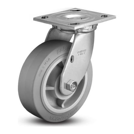 Colson Colson 4 Series Swivel Plate Caster 4.06109.459 - Rubber on Polyolefin 6" Dia. 600 Lb. Cap. 4.06109.459